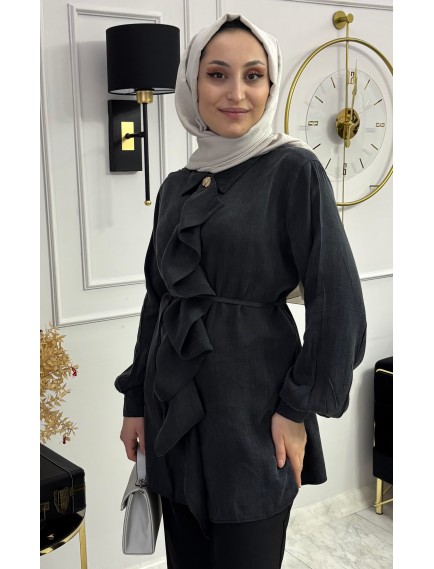 İpek Qupra Gömlek Siyah