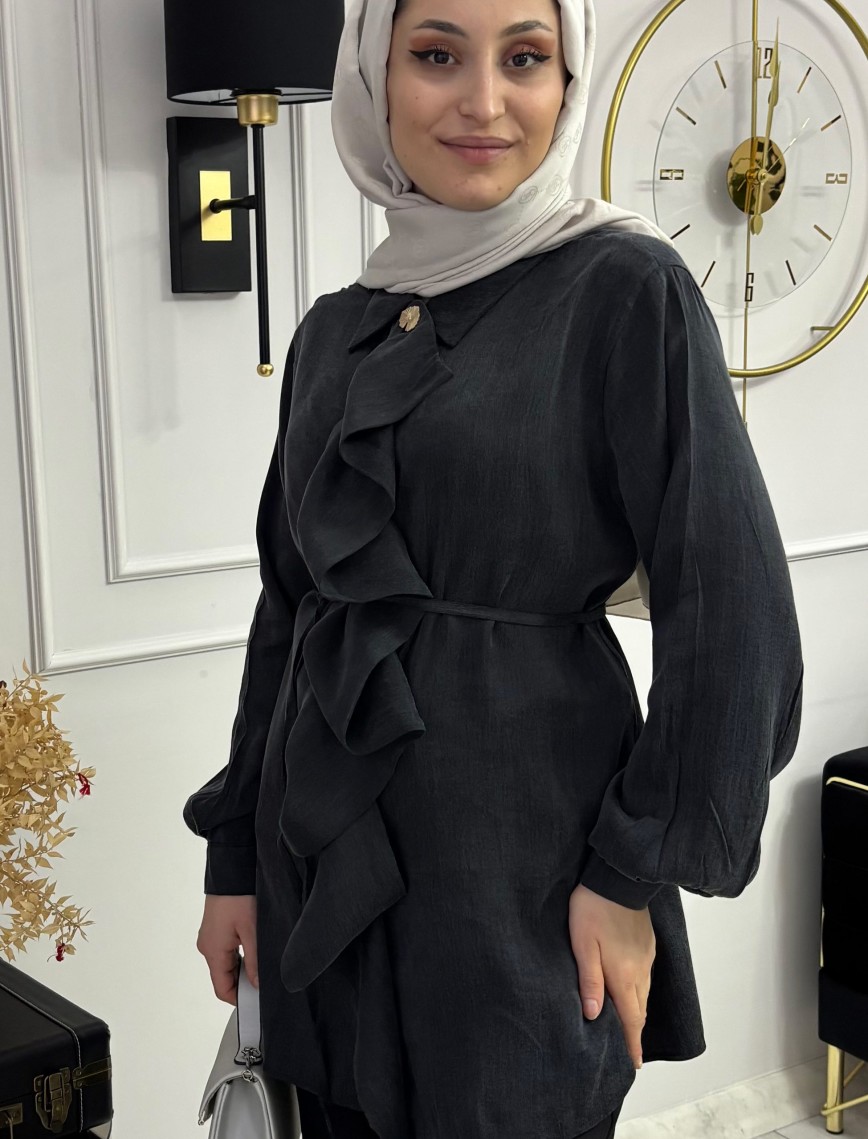 İpek Qupra Gömlek Siyah