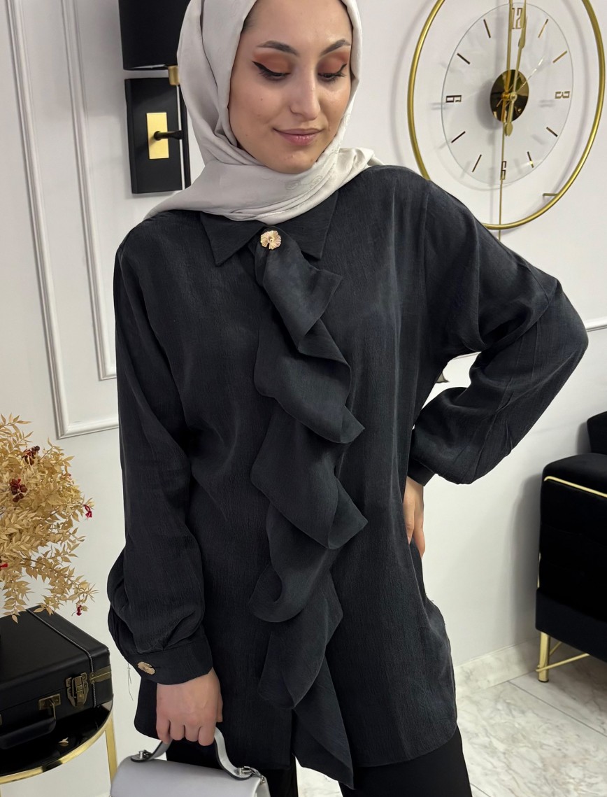 İpek Qupra Gömlek Siyah