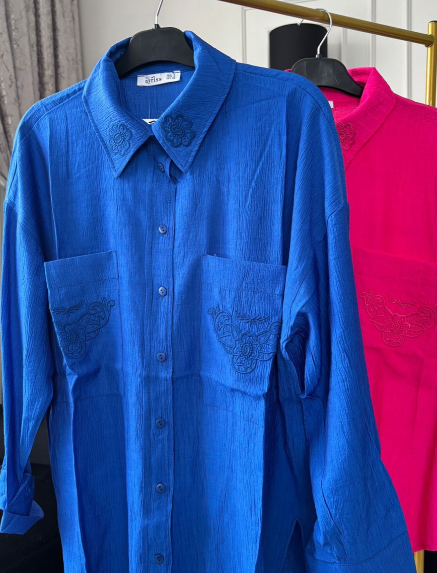 Nakış Detaylı Viskon Gömlek