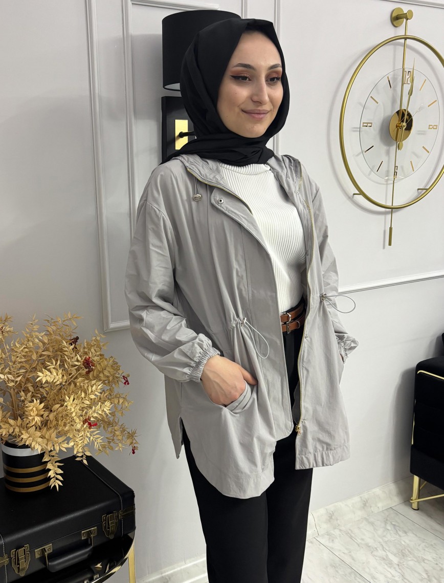 Trenç Yağmurluk Gri